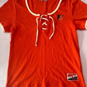 New Era Women's Orange Lace-Up Tee